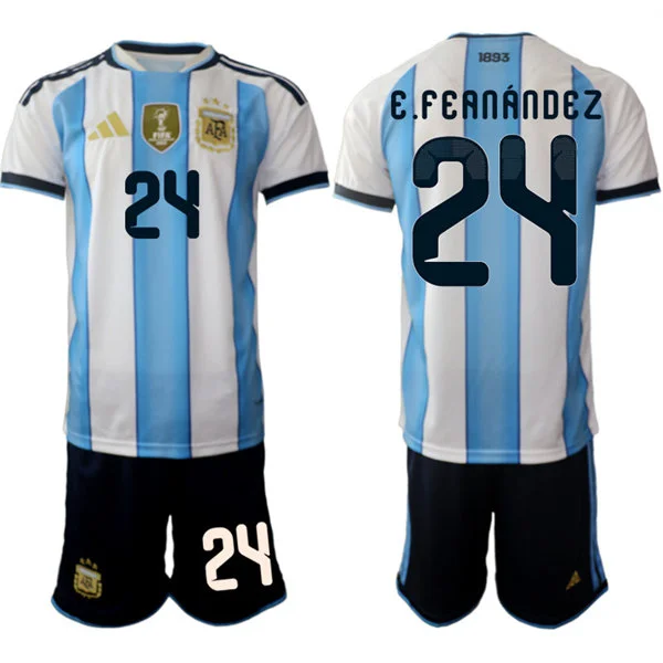 Mens Argentina National Team #24 Enzo Fernandez Home White 2026 FIFA World Cup Soccer Jersey Kit