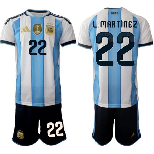 Mens Argentina National Team #22 Lautaro Martinez Home White 2026 FIFA World Cup Soccer Jersey Kit
