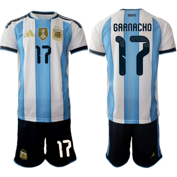 Mens Argentina National Team #17 Alejandro Garnacho Home White 2026 FIFA World Cup Soccer Jersey Kit