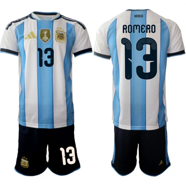 Mens Argentina National Team #13 Cristian Romero Home White 2026 FIFA World Cup Soccer Jersey Kit