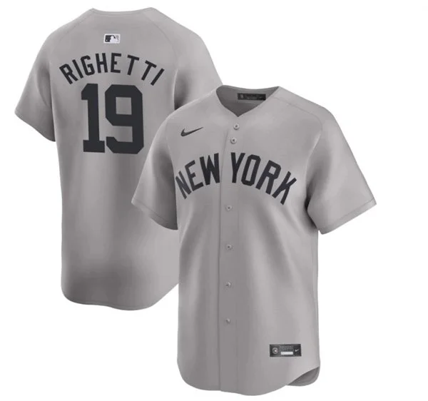 Mens New York Yankees Retired Player #19 Dave Righetti Nike Gray With Name Away Limited Jersey
