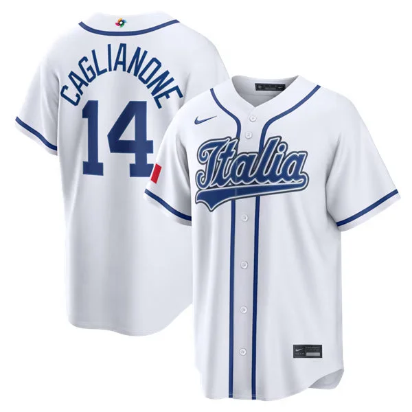 Italy Baseball #14 Jac Caglianone Nike White 2026 World Baseball Classic Home Stadium Jersey