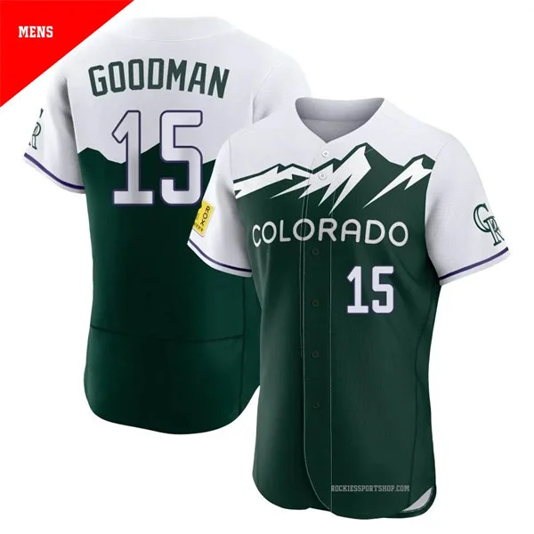 Mens Colorado Rockies #15 Hunter Goodman Green City Connect Jersey