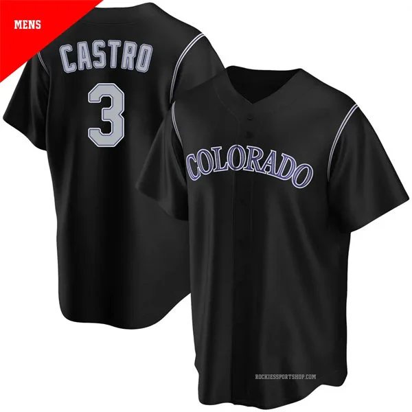 Mens Colorado Rockies #3 Willi Castro Nike Black Alternate Jersey