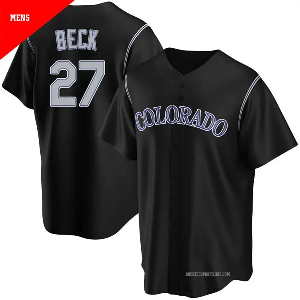 Mens Colorado Rockies #27 Jordan Beck Nike Black Alternate Jersey