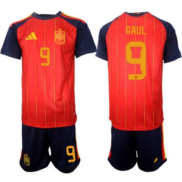 Mens Spain National Team #9 Raul Gonzalez Home Red 2026 FIFA World Cup Soccer Jersey Kit