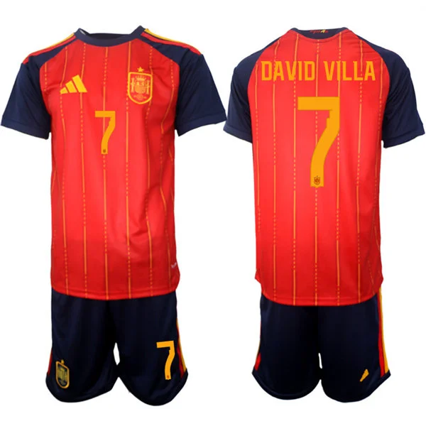 Mens Spain National Team #7 David Villa Home Red 2026 FIFA World Cup Soccer Jersey Kit