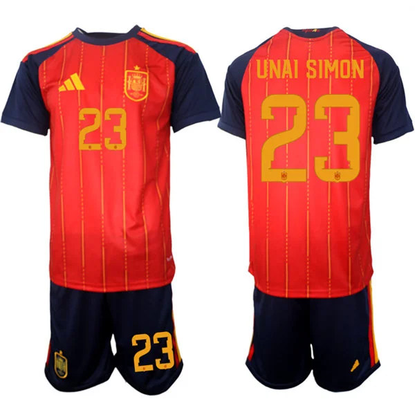 Mens Spain National Team #23 Unai Simon Home Red 2026 FIFA World Cup Soccer Jersey Kit