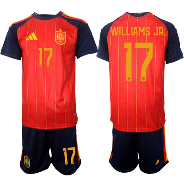 Mens Spain National Team #17 Nico Williams Jr. Home Red 2026 FIFA World Cup Soccer Jersey Kit