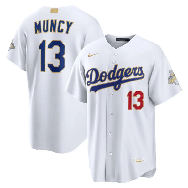 Mens Los Angeles Dodgers #13 Max Muncy Nike 2026 White Gold Collection Stadium Limited Jersey