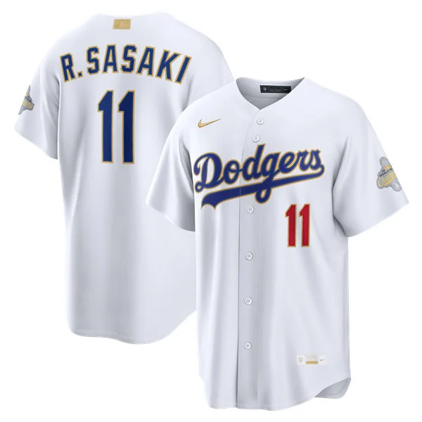 Youth Los Angeles Dodgers #11 Roki Sasaki Nike 2026 White Gold Collection Stadium Limited Jersey