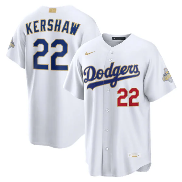 Womens Los Angeles Dodgers #22 Clayton Kershaw Nike 2026 White Gold Collection Stadium Limited Jersey