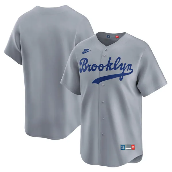Men's Brooklyn Dodgers Blank Nike Gray Throwback Cooperstown Collection Limited Jersey