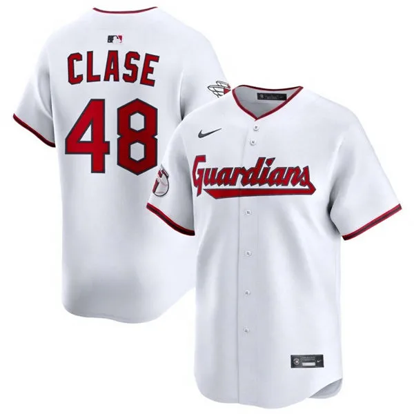 Mens Cleveland Guardians #48 Emmanuel Clase Nike White Home Limited Jersey
