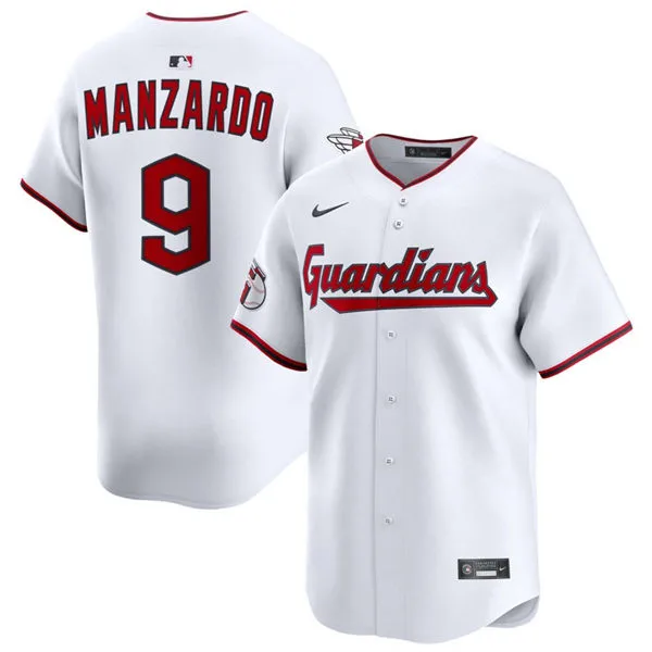 Mens Cleveland Guardians #9 Kyle Manzardo Nike White Home Limited Jersey