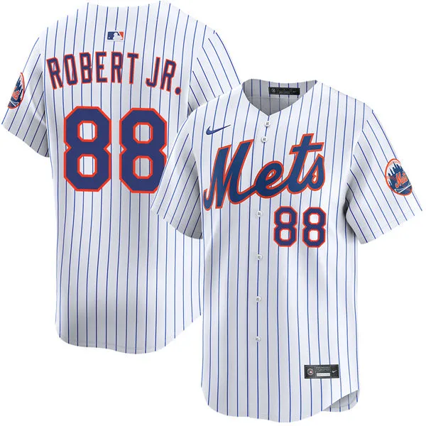 Mens New York Mets #88 Luis Robert Jr.  Nike Home White Pinstripe Limited Jersey