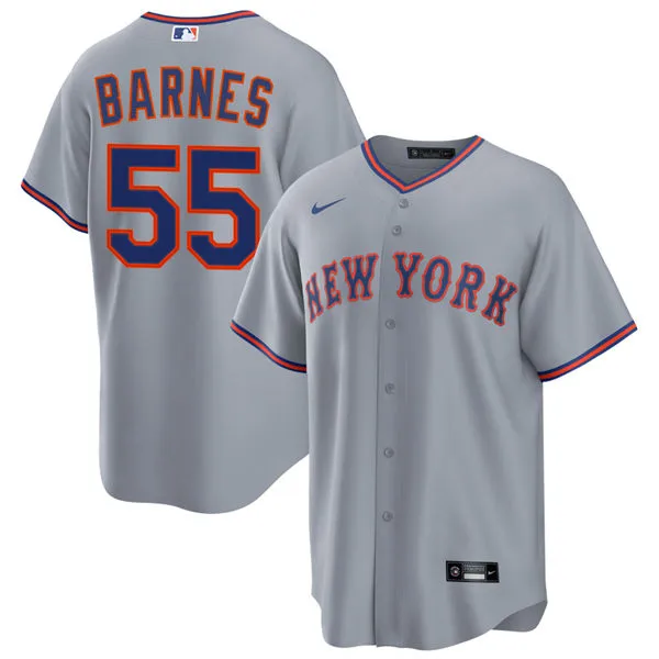 Mens New York Mets #55 Austin Barnes Nike 2026 Gray Road Limited Jersey