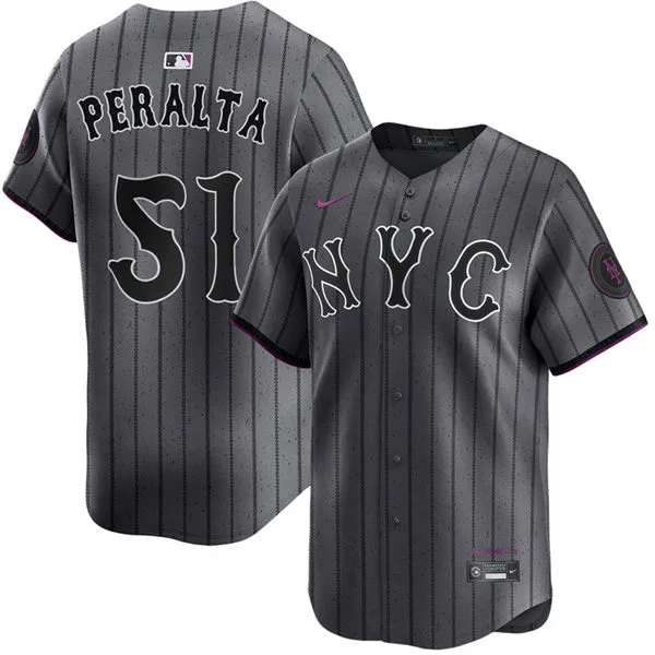 Mens New York Mets #51 Freddy Peralta Nike Graphite City Connect Limited Jersey