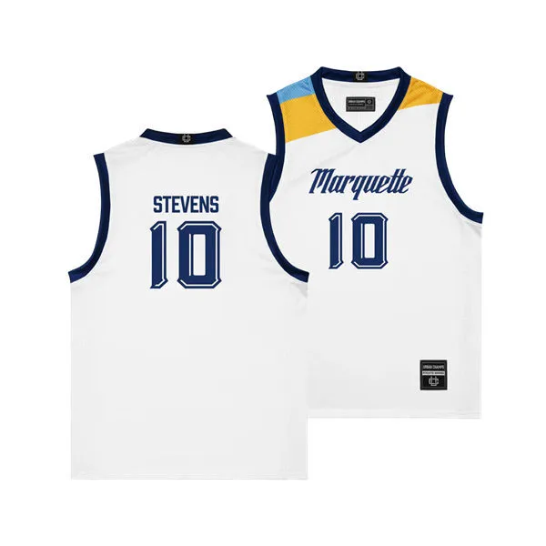 Marquette Golden Eagles #10 Adrien Stevens 2025-26 White College Basketball Game Jersey
