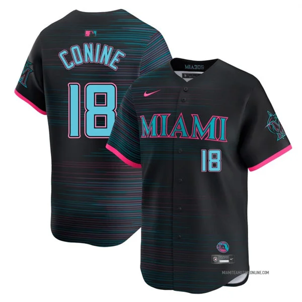 Mens Miami Marlins #18 Griffin Conine Nike Black City Connect 2.0 Jersey
