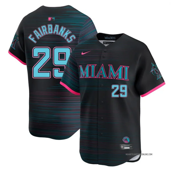 Mens Miami Marlins #29 Pete Fairbanks Nike Black City Connect 2.0 Jersey