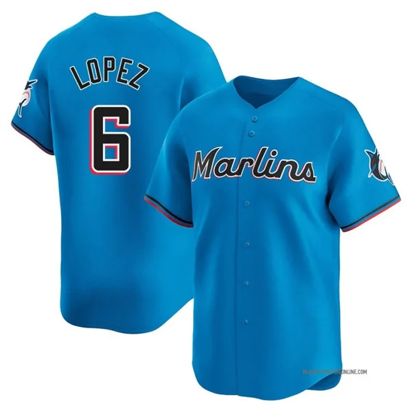Mens Miami Marlins #6 Otto Lopez Nike Blue Alternate Limited Jersey