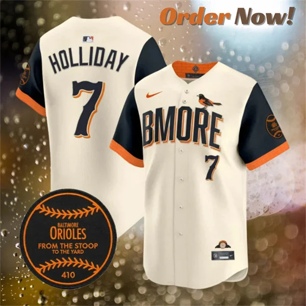 Mens Baltimore Orioles #7 Jackson Holliday Nike Cream City Connect 2.0 Limited Jersey