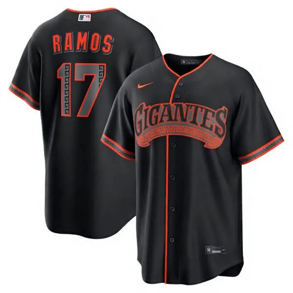 Mens San Francisco Giants #17 Heliot Ramos Nike Black Gigantes Limited Jersey