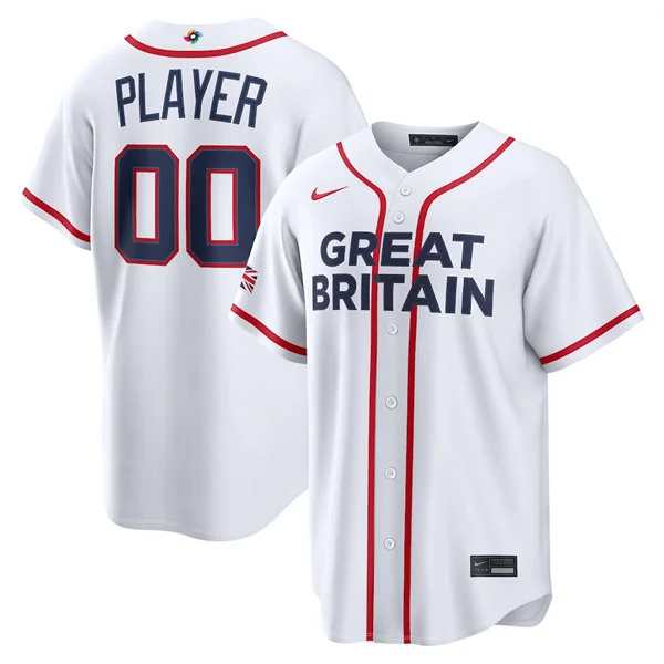 Custom Great Britain Baseball Nike White 2026 World Baseball Classic Jersey
