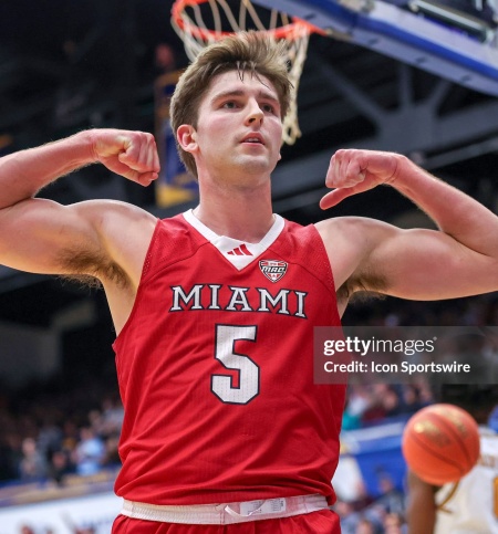 Miami RedHawks  #5 Peter Suder  2026 Red College Basketball Game Jersey
