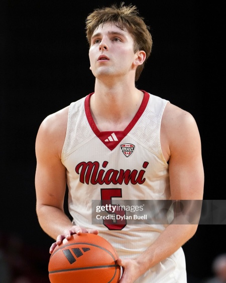 Miami RedHawks  #5 Peter Suder  2026 White College Basketball Game Jersey