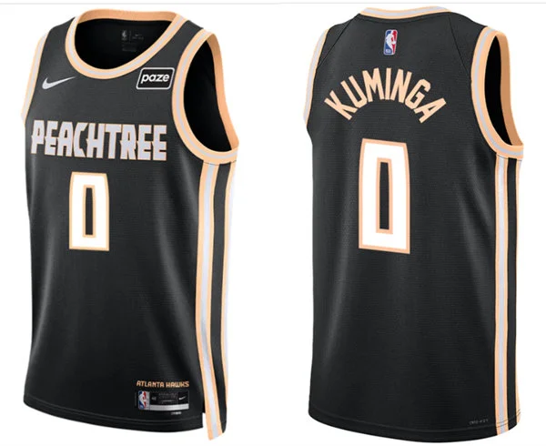 Mens Atlanta Hawks #0 Jonathan Kuminga Black 2025-26 City Edition Swingman Jersey
