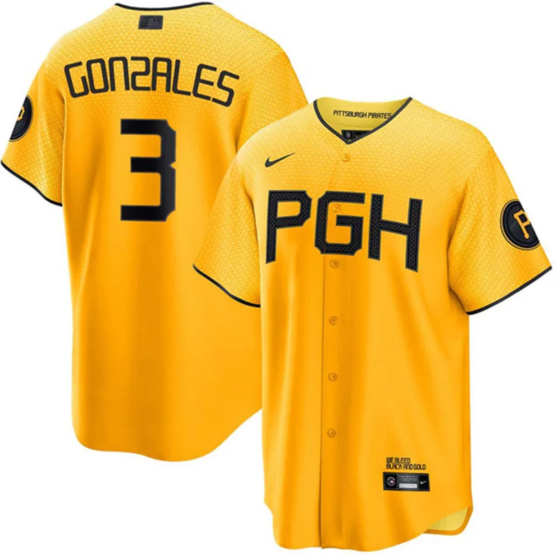 Mens Pittsburgh Pirates #3 Nick Gonzales Gold City Connect Jersey