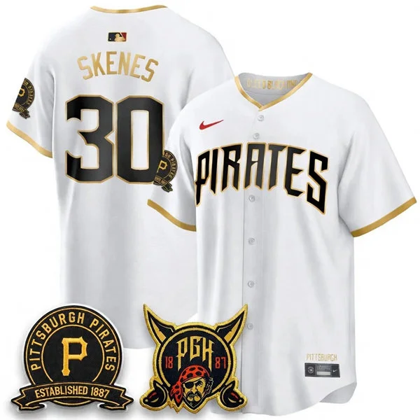 Mens Pittsburgh Pirates #30 Paul Skenes White City Connect 2.0 Replics Jersey