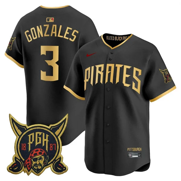 Mens Pittsburgh Pirates #3 Nick Gonzales 2026 Black City Connect 2.0 Limited Jersey
