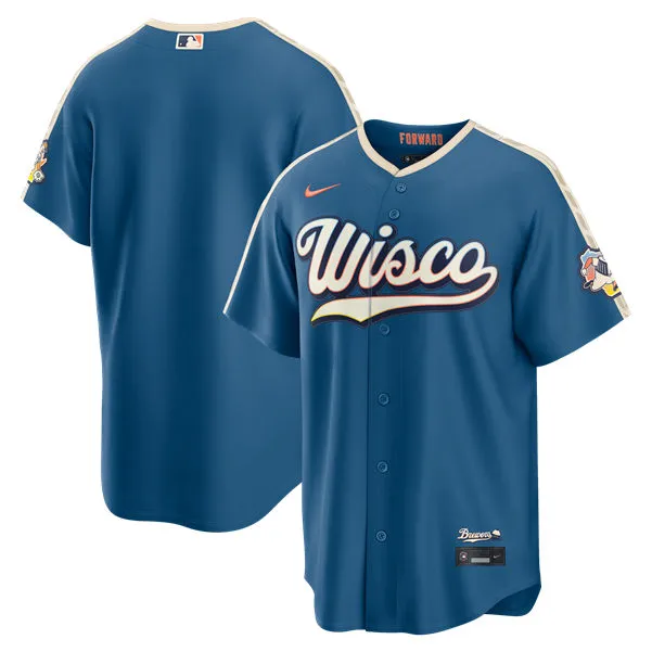 Mens Milwaukee Brewers Blank Nike 2026 Mineral Blue Wisco City City Connect Team Jersey