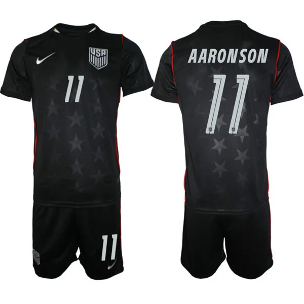 Mens USA National Team #11 Brenden Aaronson Away Black 2026 FIFA World Cup Soccer Jersey Kit