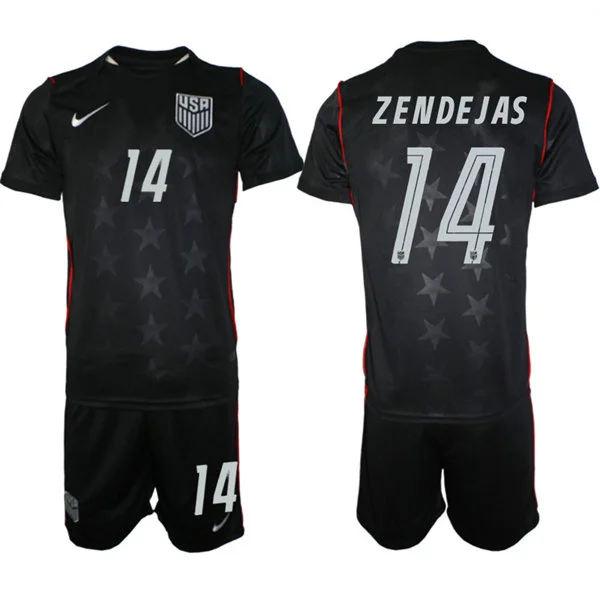 Mens USA National Team #14 Alex Zendejas Away Black 2026 FIFA World Cup Soccer Jersey Kit