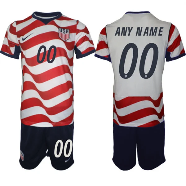 Mens USA National Team Custom Home White Red 2026 FIFA World Cup Soccer Jersey Kit