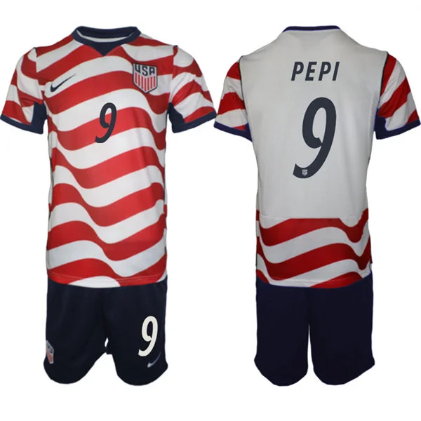 Mens USA National Team #9 Ricardo Pepi Home White Red 2026 FIFA World Cup Soccer Jersey Kit