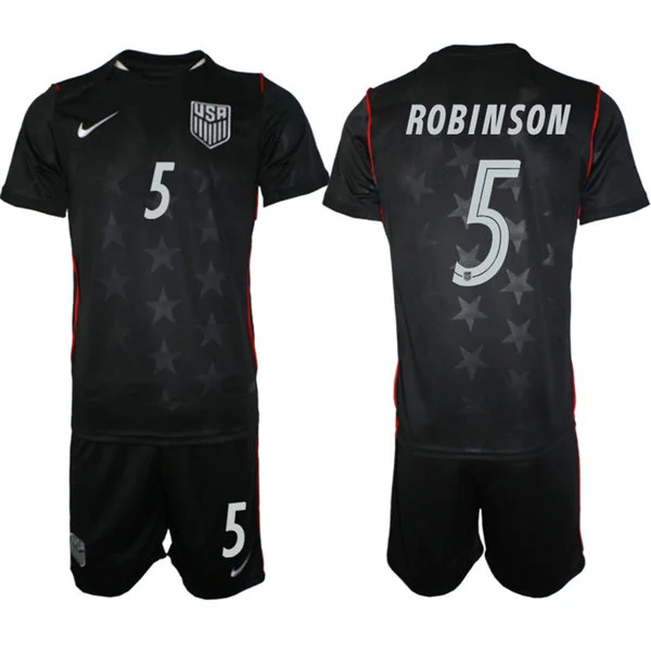 Mens USA National Team #5 Antonee Robinson Away Black 2026 FIFA World Cup Soccer Jersey Kit