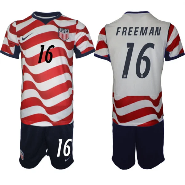 Mens USA National Team #16 Alex Freeman Home White Red 2026 FIFA World Cup Soccer Jersey Kit