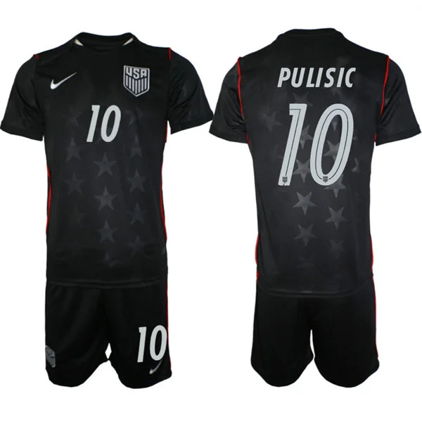 Mens USA National Team #10 Christian Pulisic Away Black 2026 FIFA World Cup Soccer Jersey Kit