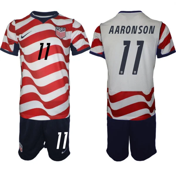 Mens USA National Team #11 Brenden Aaronson Home White Red 2026 FIFA World Cup Soccer Jersey Kit