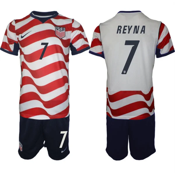 Mens USA National Team #7 Giovanni Reyna Home White Red 2026 FIFA World Cup Soccer Jersey Kit