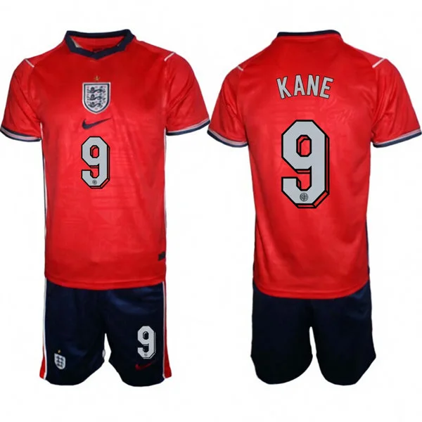 Mens England National Team #9 Harry Kane Away Red 2026 FIFA World Cup Soccer Jersey Kit