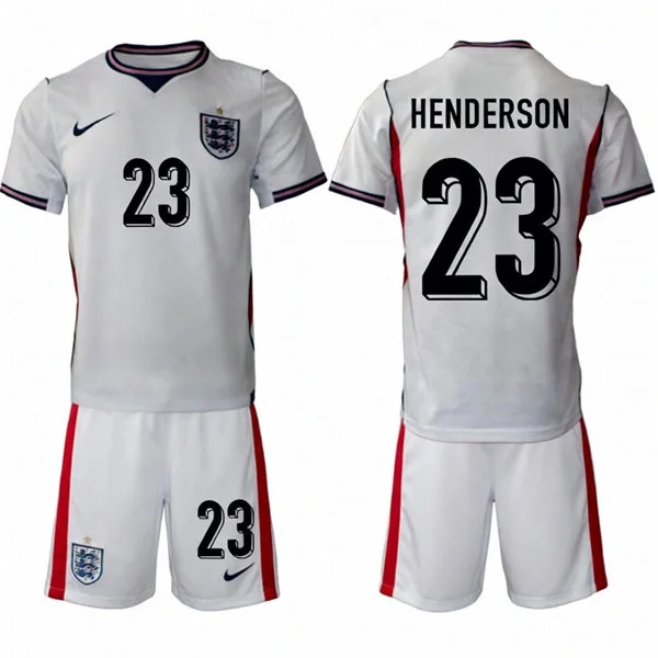 Mens England National Team #23 Jordan Henderson Home White 2026 FIFA World Cup Soccer Jersey Kit