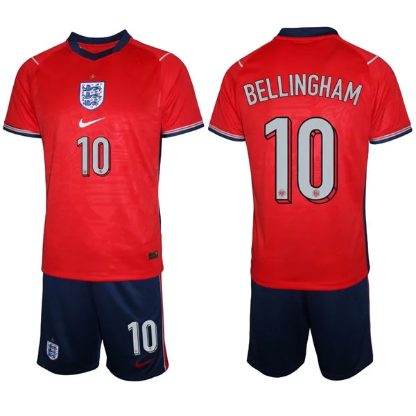 Mens England National Team #10 Jude Bellingham Away Red 2026 FIFA World Cup Soccer Jersey Kit