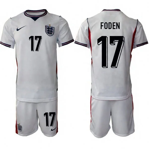 Mens England National Team #17 Phil Foden Home White 2026 FIFA World Cup Soccer Jersey Kit