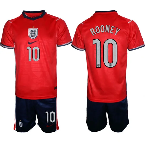 Mens England National Team #10 Wayne Rooney Away Red 2026 FIFA World Cup Soccer Jersey Kit